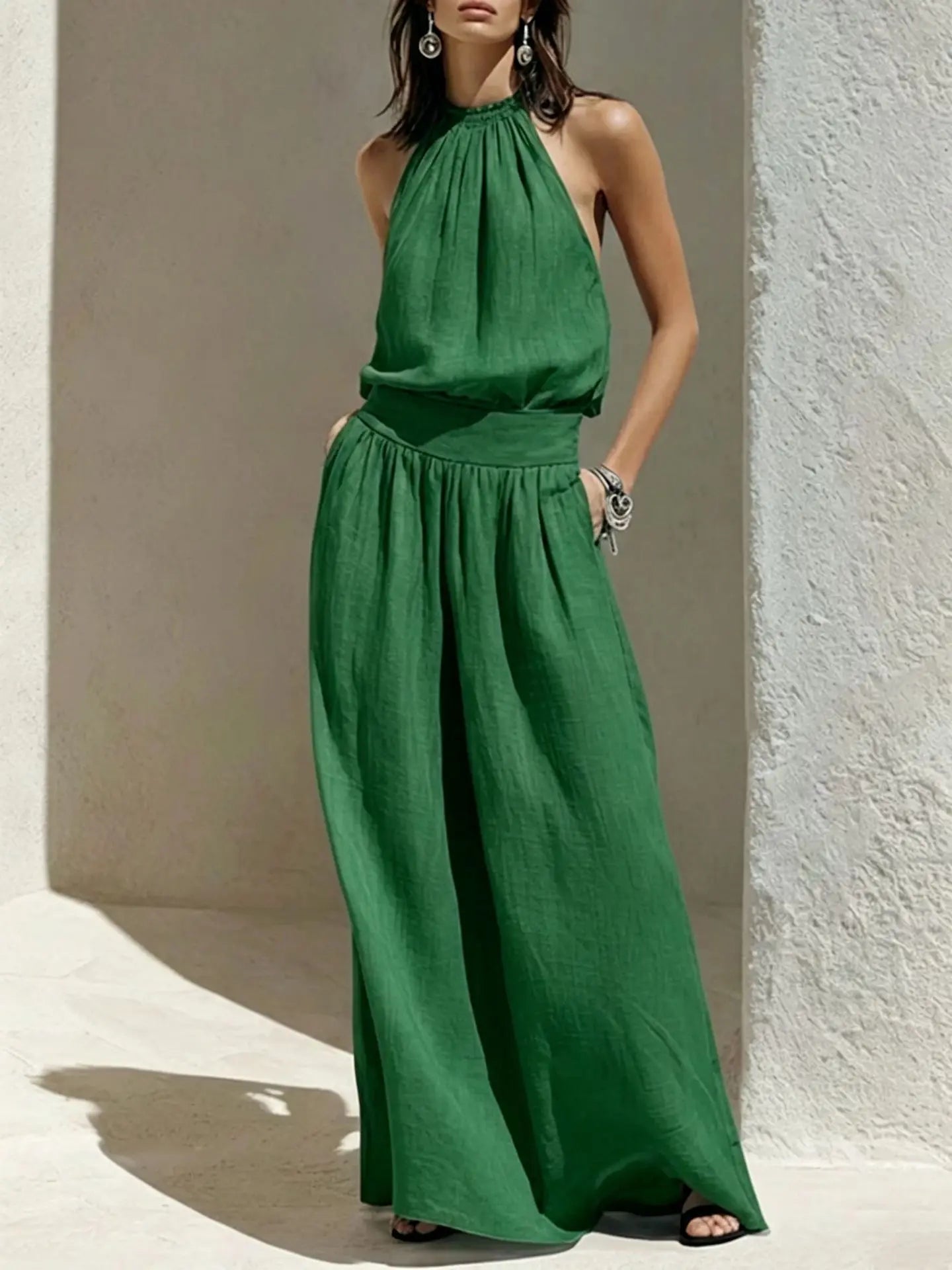 Michaela Halter Ruched Maxi Dress