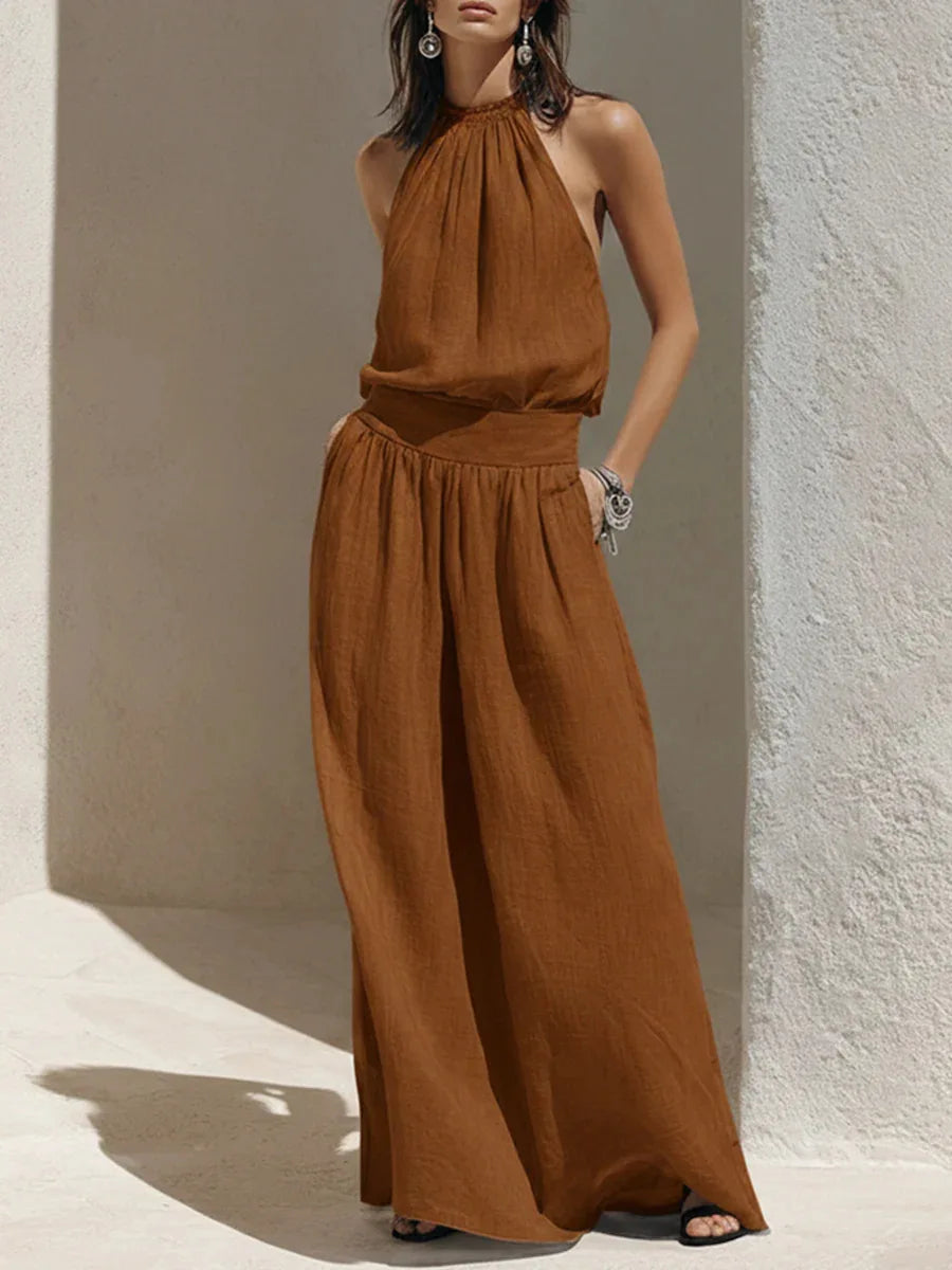 Michaela Halter Ruched Maxi Dress
