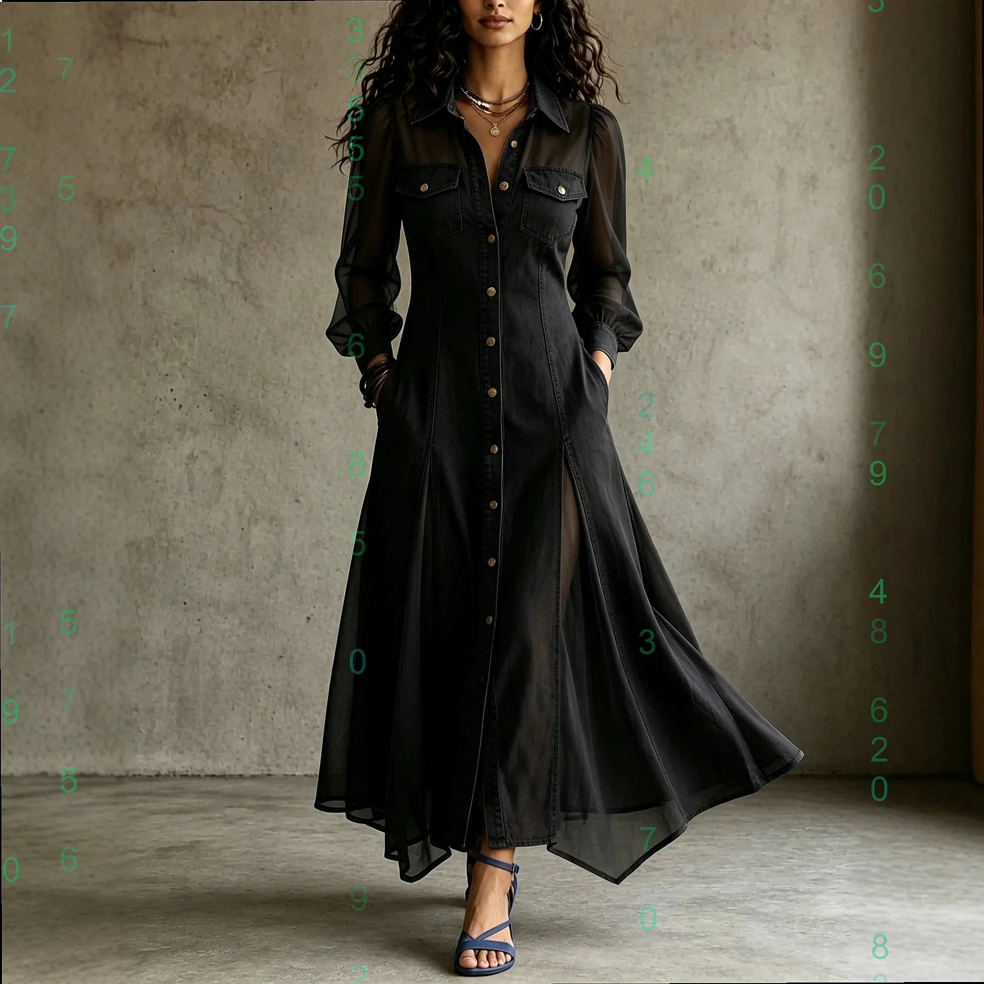 Hailey Chiffon Shirt Maxi Dress